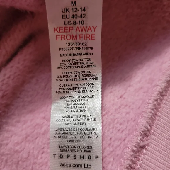 Topshop Pink Oversized Sweatshirt Size Medium EUC - Picture 5 of 5